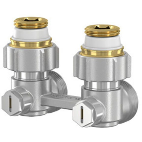 Simplex Zweirohr Hahnblock EXCLUSIV E1/50 3/4" Eurokonus x 1/2" AG selbstdichtend Eckform F10012