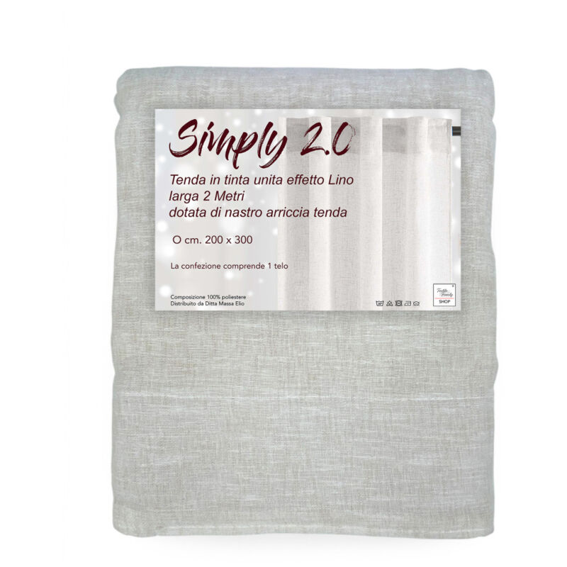Simply 2.0 Beige Rideau Effet Lin - 200x300 cm - avec Ruban pour Bâton ou Rail - Couleur Unie Naturelle