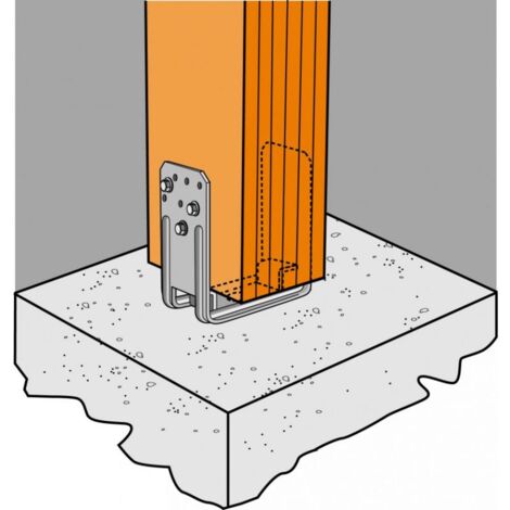 Simpson Strong Tie – Embase de poteaux en U PU acier galvanisé 90x125 mm épaisseur 4 mm – Ancrage pour bois et béton – Fixation par pointes et boulons