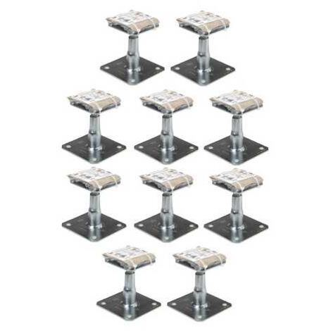 Simpson Strong Tie – Kit prêt à fixer pied de poteau réglable hauteur 100 à 150 mm – Acier électro zingué – Lot de 10 – Fixation rapide sans usinage - APB100