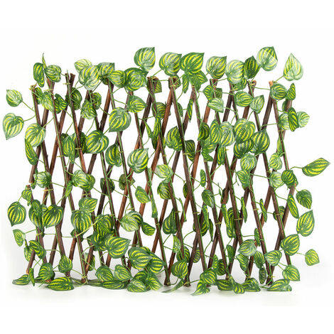 Simulation cloture jardin cloture plante cloture en bois decoration de jardin cloture en bois cloture telescopique 40cm emballage OPP, style une petite feuille de pasteque