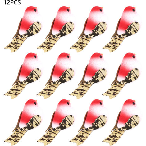 Simulation d'oiseau artificiel distinctif, 12 pièces, décoration de jardin et de maison, accessoire de couleur rouge