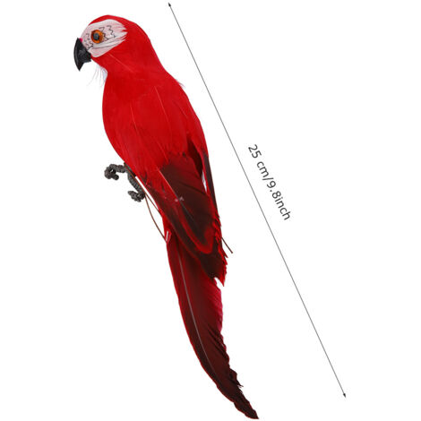 Simulation Parrot Macaw Birdcraft Decoration d'ornement sculpté de 25 cm - Objet décoratif en bois pour jardin, vitrine, mariage et cadeaux