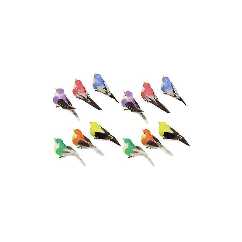 Simulation Plume Oiseau Forêt Jardin Branches Groupées Vert Décoration Mousse Couleur Faux Oiseau (12pcs)