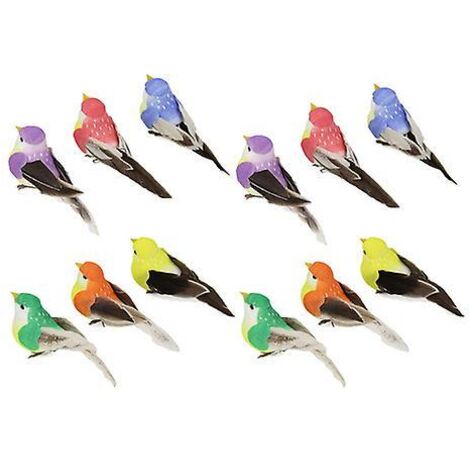 Simulation Plume Oiseau Forêt Jardin Branches Groupées Vert Décoration Mousse Couleur Faux Oiseau (12pcs)