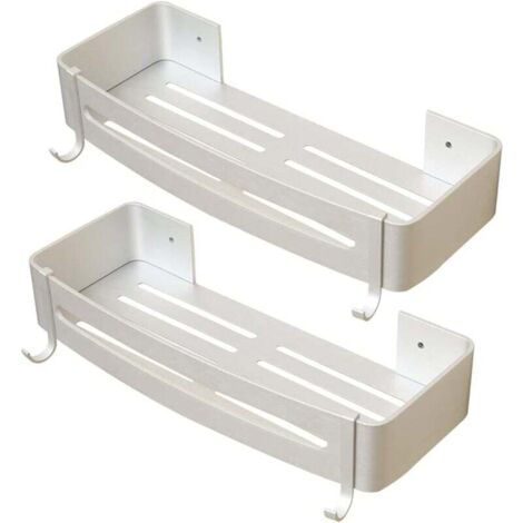 Sin taladrar (cesta), estante de ducha, estante de baño, aluminio, resistente a la oxidación, almacenamiento, 2 estantes para champú, jabón