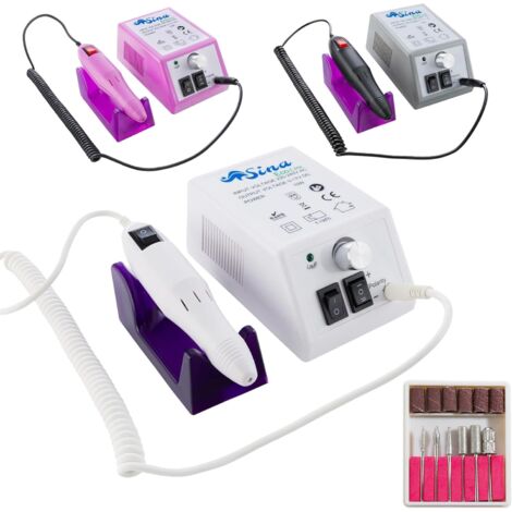 Sina Fraises à ongles électriques ponceuse à ongles electrique Lime à Ongles électrique 6 manchons de ponçage Blanc