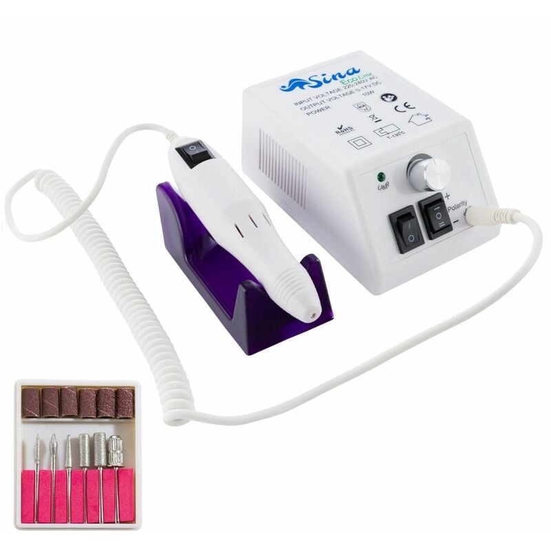 

Arebos - Sina Pulidor eléctrica de manicura pedicura para uñas pies y manos Bianco