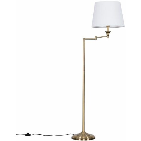 Sinatra Swing Arm Floor Lamp in Antique Brass with LED Bulb - White
