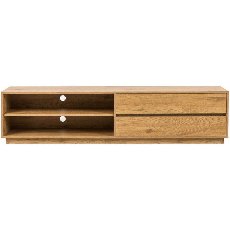 Drawer - Meuble tv 2 tiroirs, 2 niches en bois L180cm - Bois clair - since