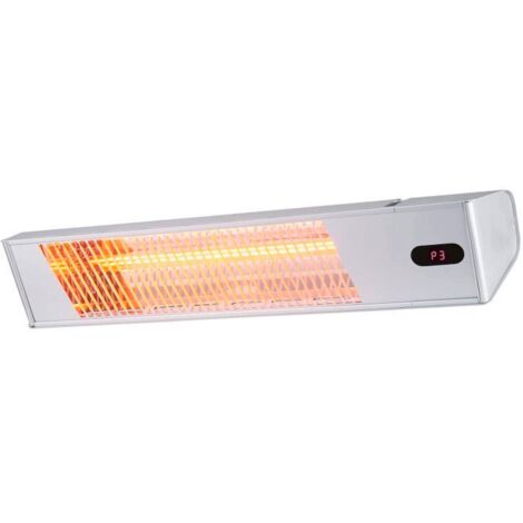 Sined Caldo Ira Inox 2000 Calentador Electrico Infrarrojos De 2000w Regulable Gris Calentador De Interior De Onda Corta Ira y Mando a Distancia Diseno Elegante Rejilla De Protección y Display Led