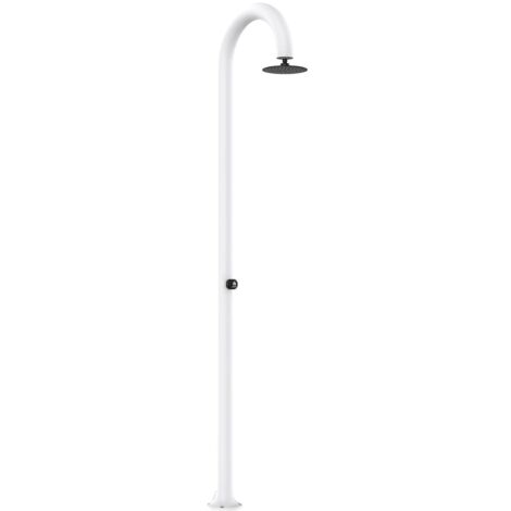 Sined Luna Timer Bianca Doccia In Alluminio Doppio Attacco Acqua Fredda Laterale o Inferiore Doccia Acqua Fredda Temporizzata Con Soffione e Miscelatore Tondo Bianca