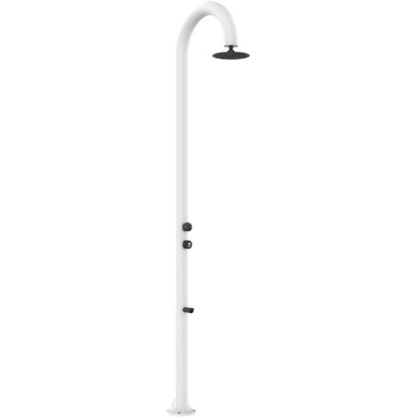 Sined Luna Timer p Blanco Ducha De Aluminio Doble Conexión Agua Fría Lateral o Inferior En Un Tubo Interno Ducha Temporizada De Agua Fría Con Rociador De Pie y Mezclador Blanco