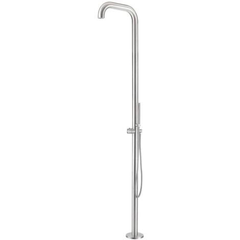 Sined Sassari Douche Dexterieur En Inox 316l Avec Mitigeur Et Douchette a Main Inox Satine