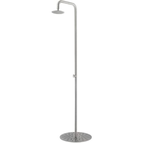 Sined Simius Douche En Acier Inoxydable Avec Eau Froide Uniquement h 230 Cm Acier Inoxydable Satine Avec Douche De Tête Diametre 20 Cm