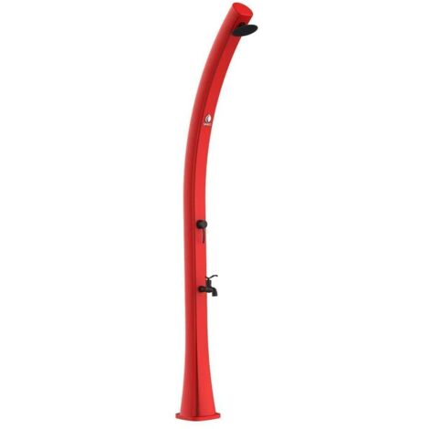 Sined Sole Doccia Solare Curva In Polietilene Hd Con Soffione e Lavapiedi Da 25 Lt Rossa