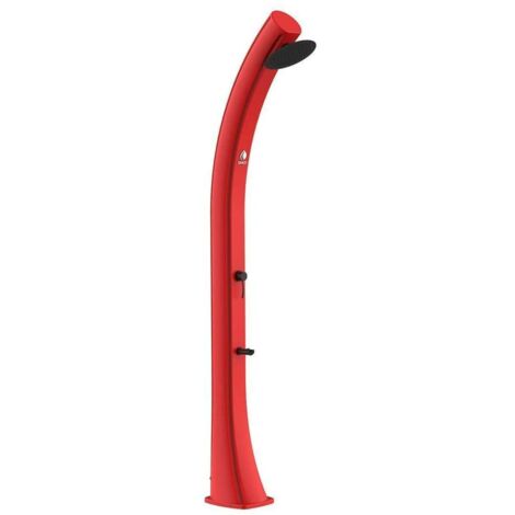 Sined Sole Xxl Douche Solaire Courbe En Polyethylene Avec Lavepieds Reservoir De 40 Litres Rouge Robinet Lavepieds Accessoires En Metal Couleur Noir