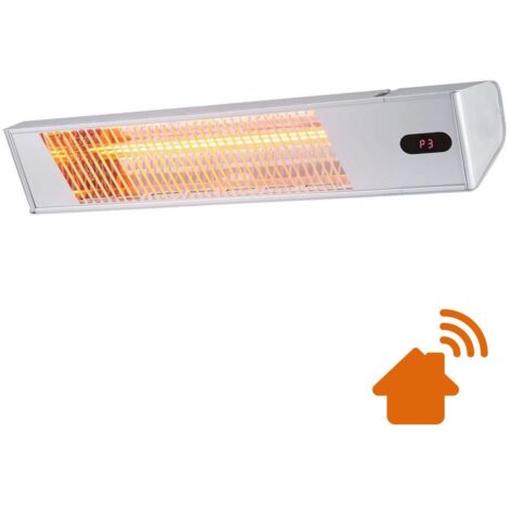 Sined Warm Ira Inox 2000 Wifi Calentador Infrarrojo Exterior 2000w Regulable Gris Calefactor De Onda Corta Ira y Mando a Distancia Diseno Elegante Rejilla Protectora y Pantalla Led