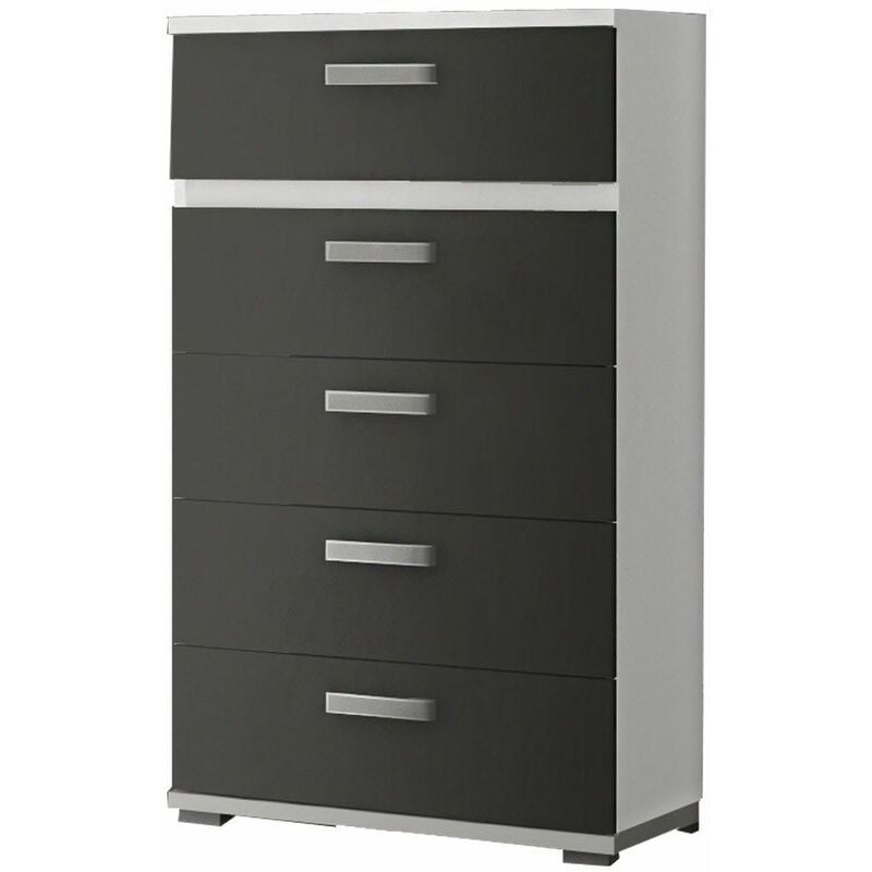 Sinfonier 5 tiroirs Carmen Blanc Graphite 60 x 109,4 x 39,6 cm
