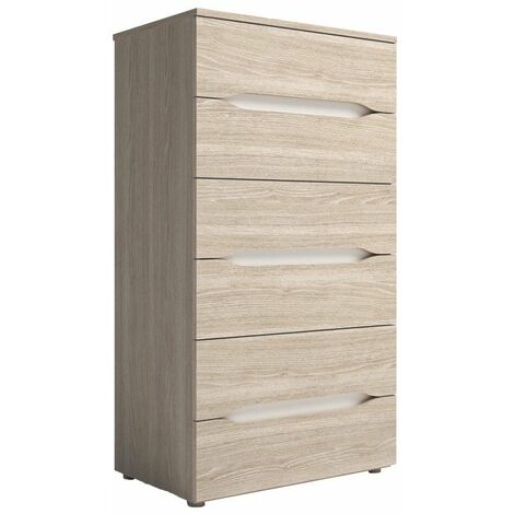 duehome | Sinfonier 5 Cajones, Cómoda, Almacenaje Dormitorio, Modelo Kira,  Acabado en Cambria y Blanco, Medidas: 60 cm (Largo) x 106,5 cm (Alto) x