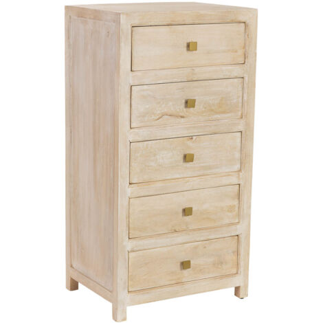 Sinfonier de madera beige 5 cajones 60x45x116h cm