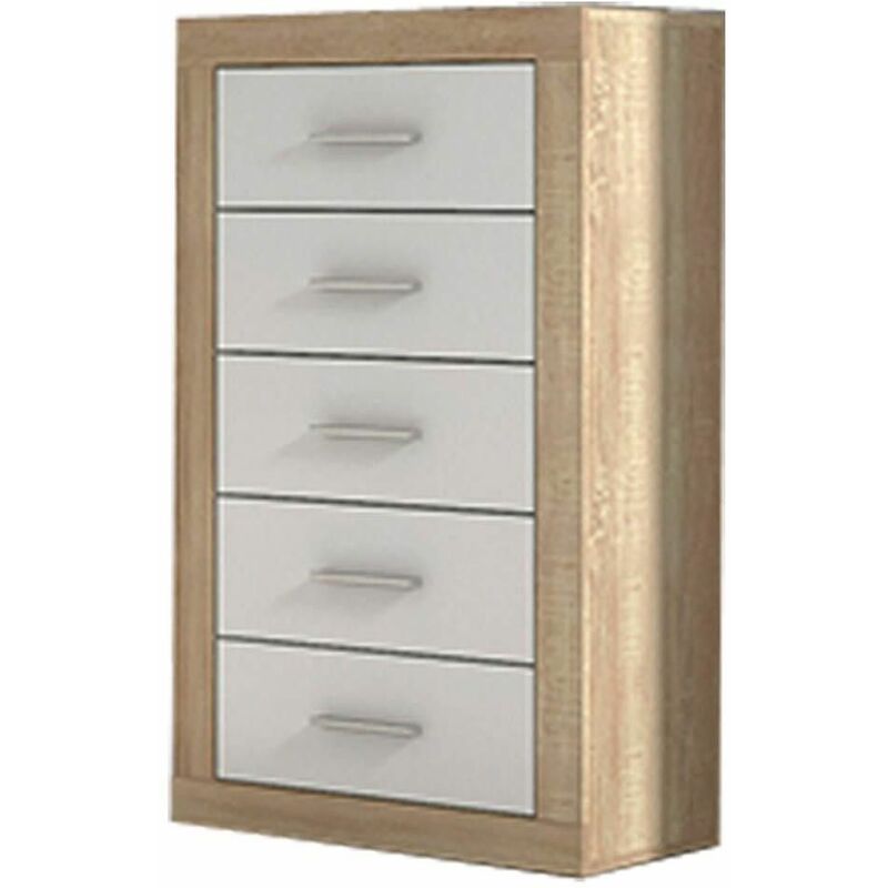 Sinfonier Laura 5 tiroirs 60 x 106,5 x 39,6 cm couleur: cambrien - blanc