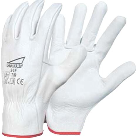 SINGER FRERES - GANT CUIR BLANC TOUT FLEUR DE BOVIN 50F MANUTENTION LEGERE A SEC