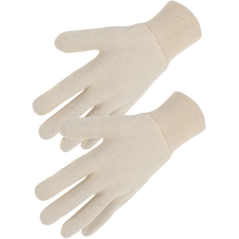 SINGER - Gant coton interlock écru - Version lourde - Poignet tricot - Ambidextre - Taille 10 - JE300H