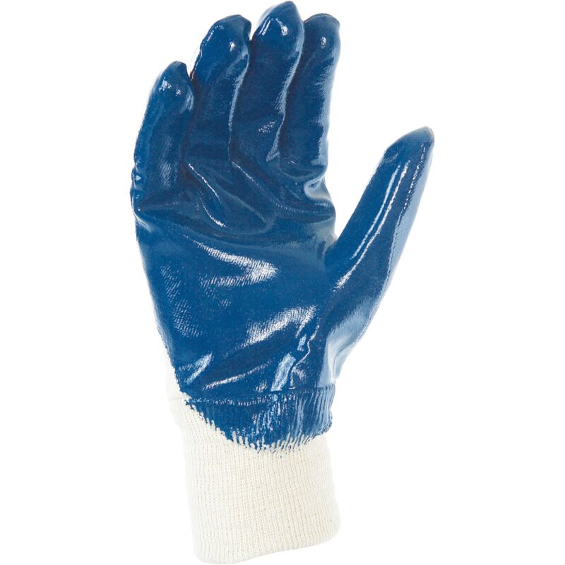 Paire de gants nitrile (3/4) - Enduction lourde - Support coton cousu - Poignet tricot - NBR32610 - Ecru;Bleu - Singer