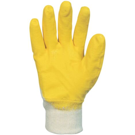 SINGER - Paire de gants nitrile (3/4) - Enduction ultra-légère - Support coton cousu - Poignet tricot - Taille 10 - NBR1126J - Ecru;Jaune