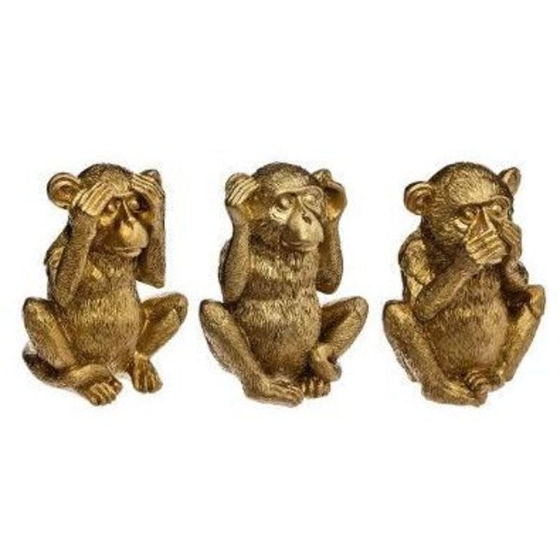 Atmosphera - Set de 3 statuettes singes sagesse doré H17cm créateur d'intérieur