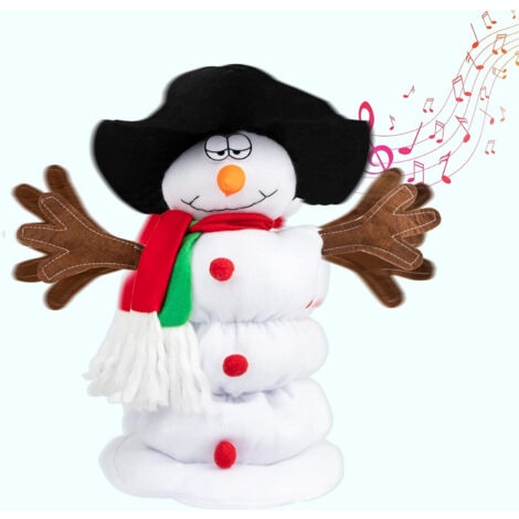 Singing Snow Dance, peluche elettrico da 12,2 pollici con 6 canzoni, faccia buffa, decorazioni natalizie con bottoni imbottiti, non richiede batteria