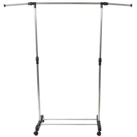 Single-bar Vertically-stretching Stand Clothes Rack with Shoe Shelf Silver,Household Clothes Hanger Adjustable Durable for Clothes for Easy Placement
