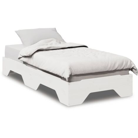 BONNEVIE Single Bed，Adult bed，Bed Frame No Mattress Stackable White 90x200 cm Solid Wood VSVS232446