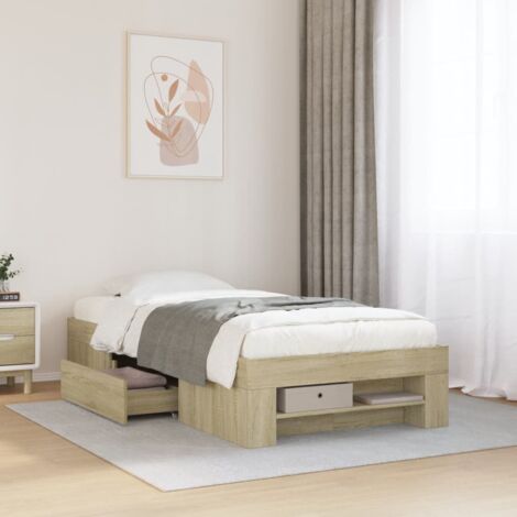 Single Bed，Adult bed，Bed Frame without Mattress Sonoma Oak 90x190 cm Single Engineered Wood VSVS422218