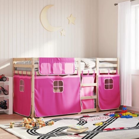 Single Bed，Adult bed，Bunk Bed without Mattress Pink 90x200 cm Solid Wood Pine VSVS823594