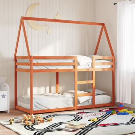 Single Bed，Adult bed，Bunk Bed without Mattress Wax Brown 90x190 cm Single Solid Wood Pine VSVS280779
