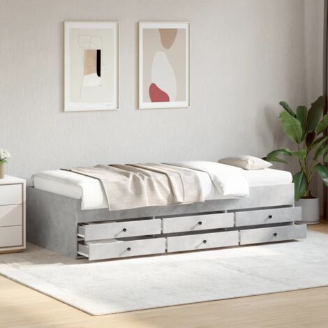 Single Bed，Adult bed，Daybed with Drawers without Mattress Concrete Grey 90x190 cm Single VSVS313035