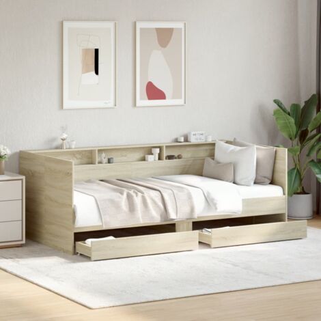 Single Bed，Adult bed，Daybed with Drawers without Mattress Sonoma Oak 90x200 cm VSVS776657