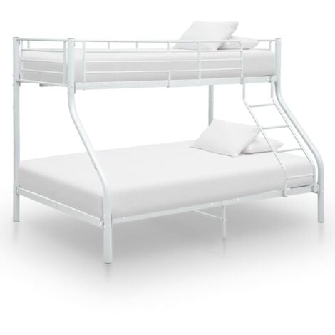 Single Bed，Bunk Bed Frame without Mattress White Metal 140x200 cm/90x200 cm VSVS65713