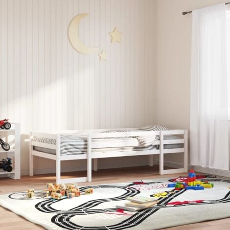 BONNEVIE Single Bed，Children's bed，Kids' Bed Frame without Mattress White 90x190 cm Single Solid Wood Pine VSVS393249