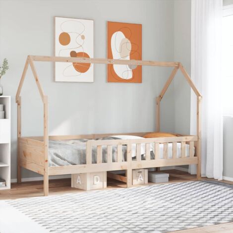 BONNEVIE Single Bed，Children's bed，Kids' House Bed Frame without Mattress 80x200 cm Pine VSVS591710