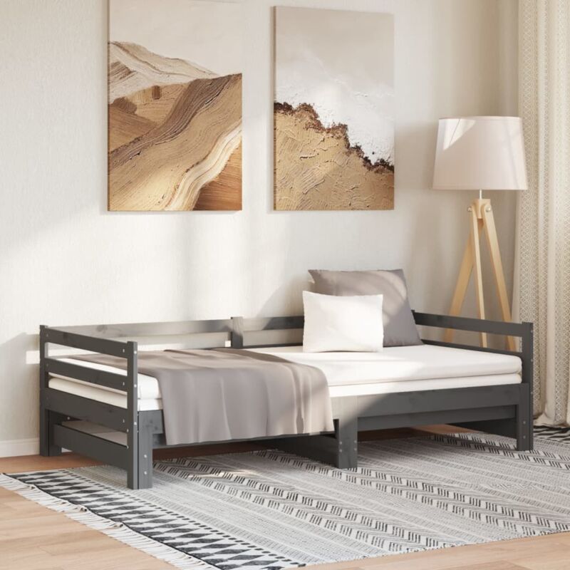 Single Bed,Pull-Out Day Bed Without Mattress Grey 2X(90X200)Cm Vsvs55272