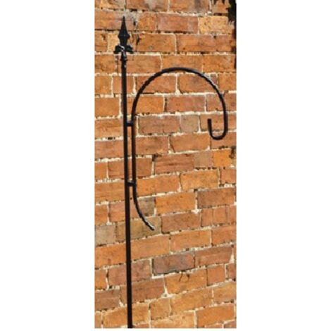 Single Bird Crook - Wild Bird Feeding Station - Hand Made Powder Coated - Solid Steel - W33 x H221 cm - Black