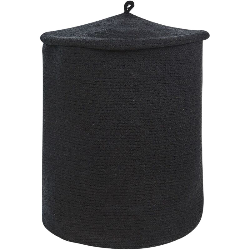 Beliani - Single Braided Cotton Storage Laundry Basket Bin Black Silopi