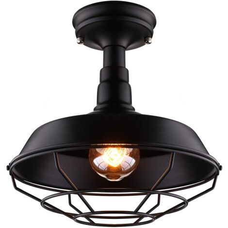 Single ceiling spotlight, industrial retro metal mesh ceiling light, warm light, 220V, E27