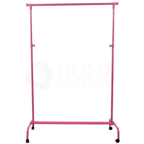 HOME DISCOUNT Single Clothes Rail Garment Rack Shoe Rack Storage, Pink