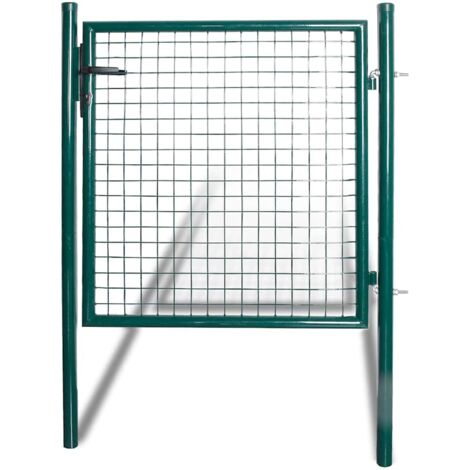 Single Door Fence Gate Powder-Coated Steel vidaXL