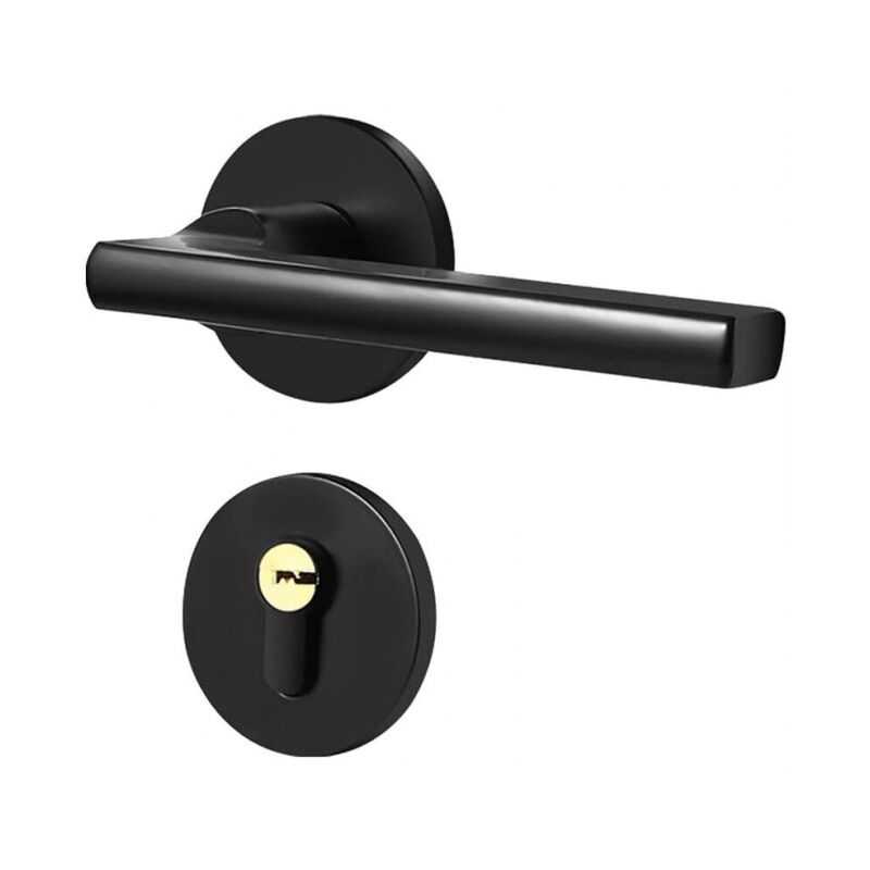 Cyslmuk - Single Door Handle Lever, Black Door Handle bb wc pz Design Interior Door Handle Aluminum Door Handle with Slim and Contemporary Round