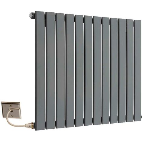 Single Flat Electric Panel Radiator Anthracite 600mm High 884mm Wide